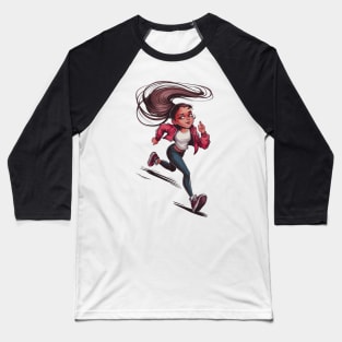 Running Girl Perspective Shot Baseball T-Shirt